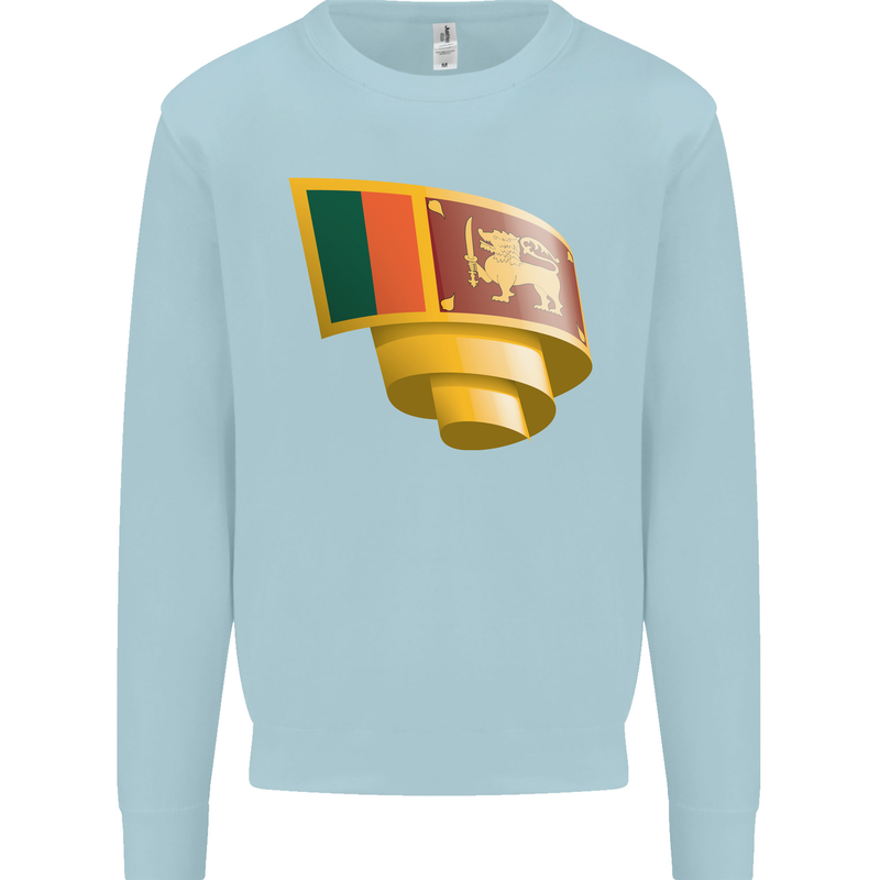 Curled Sri Lankan Flag Sri Lanka Day Football Mens Sweatshirt Jumper Light Blue