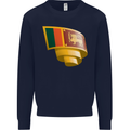 Curled Sri Lankan Flag Sri Lanka Day Football Mens Sweatshirt Jumper Navy Blue