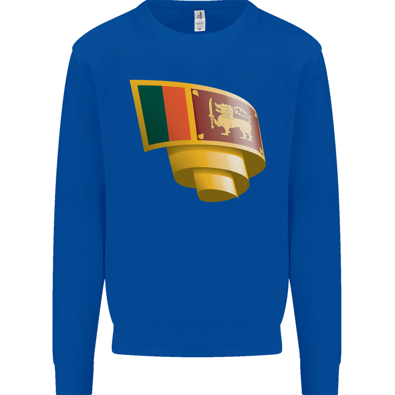 Curled Sri Lankan Flag Sri Lanka Day Football Mens Sweatshirt Jumper Royal Blue
