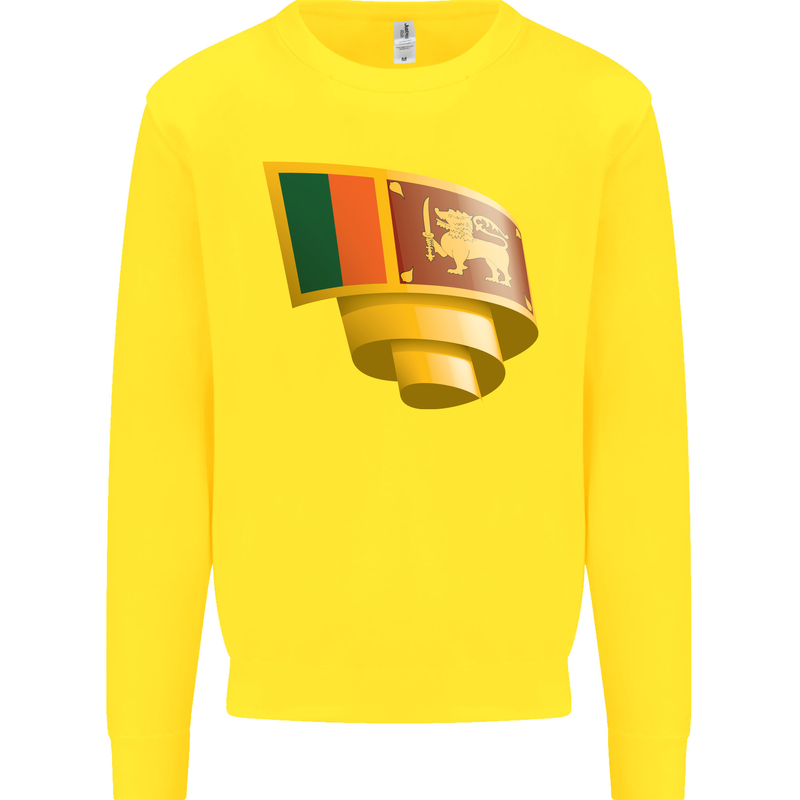 Curled Sri Lankan Flag Sri Lanka Day Football Mens Sweatshirt Jumper Yellow