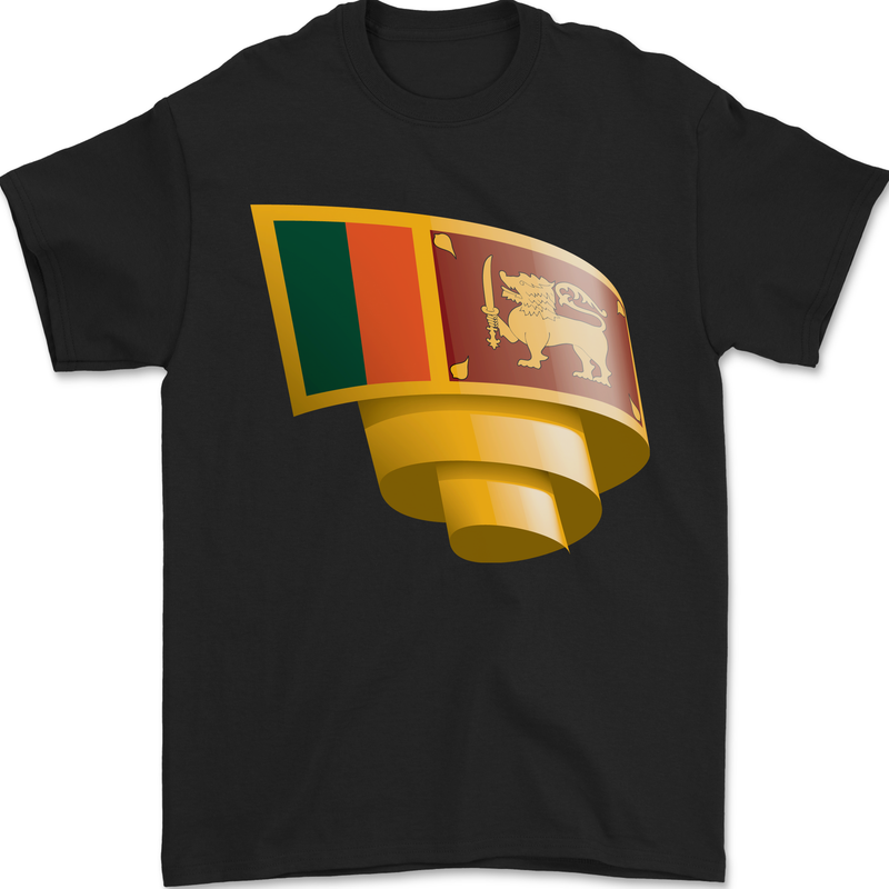 Curled Sri Lankan Flag Sri Lanka Day Football Mens T-Shirt 100% Cotton Black