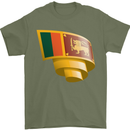 Curled Sri Lankan Flag Sri Lanka Day Football Mens T-Shirt 100% Cotton Military Green