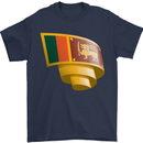 Curled Sri Lankan Flag Sri Lanka Day Football Mens T-Shirt 100% Cotton Navy Blue