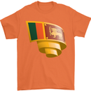 Curled Sri Lankan Flag Sri Lanka Day Football Mens T-Shirt 100% Cotton Orange