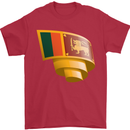 Curled Sri Lankan Flag Sri Lanka Day Football Mens T-Shirt 100% Cotton Red