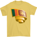 Curled Sri Lankan Flag Sri Lanka Day Football Mens T-Shirt 100% Cotton Yellow