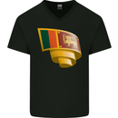 Curled Sri Lankan Flag Sri Lanka Day Football Mens V-Neck Cotton T-Shirt Black