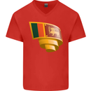 Curled Sri Lankan Flag Sri Lanka Day Football Mens V-Neck Cotton T-Shirt Red