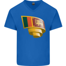 Curled Sri Lankan Flag Sri Lanka Day Football Mens V-Neck Cotton T-Shirt Royal Blue