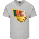 Curled Sri Lankan Flag Sri Lanka Day Football Mens V-Neck Cotton T-Shirt Sports Grey