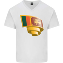 Curled Sri Lankan Flag Sri Lanka Day Football Mens V-Neck Cotton T-Shirt White