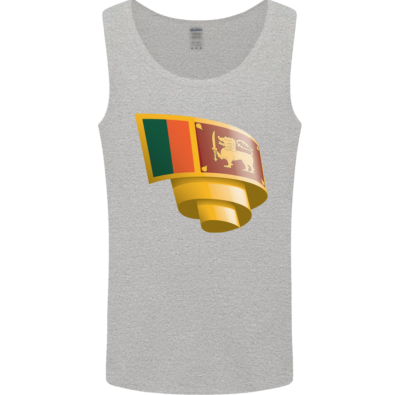 Curled Sri Lankan Flag Sri Lanka Day Football Mens Vest Tank Top Sports Grey
