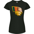 Curled Sri Lankan Flag Sri Lanka Day Football Womens Petite Cut T-Shirt Black