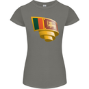 Curled Sri Lankan Flag Sri Lanka Day Football Womens Petite Cut T-Shirt Charcoal