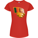 Curled Sri Lankan Flag Sri Lanka Day Football Womens Petite Cut T-Shirt Red