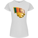 Curled Sri Lankan Flag Sri Lanka Day Football Womens Petite Cut T-Shirt White