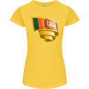 Curled Sri Lankan Flag Sri Lanka Day Football Womens Petite Cut T-Shirt Yellow