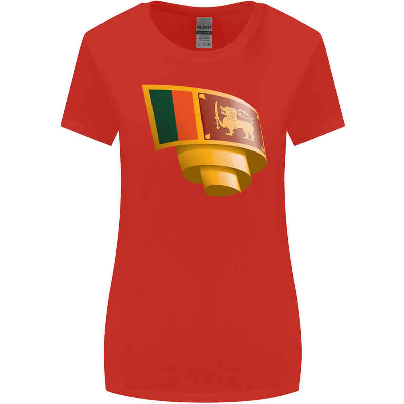 Curled Sri Lankan Flag Sri Lanka Day Football Womens Wider Cut T-Shirt Red