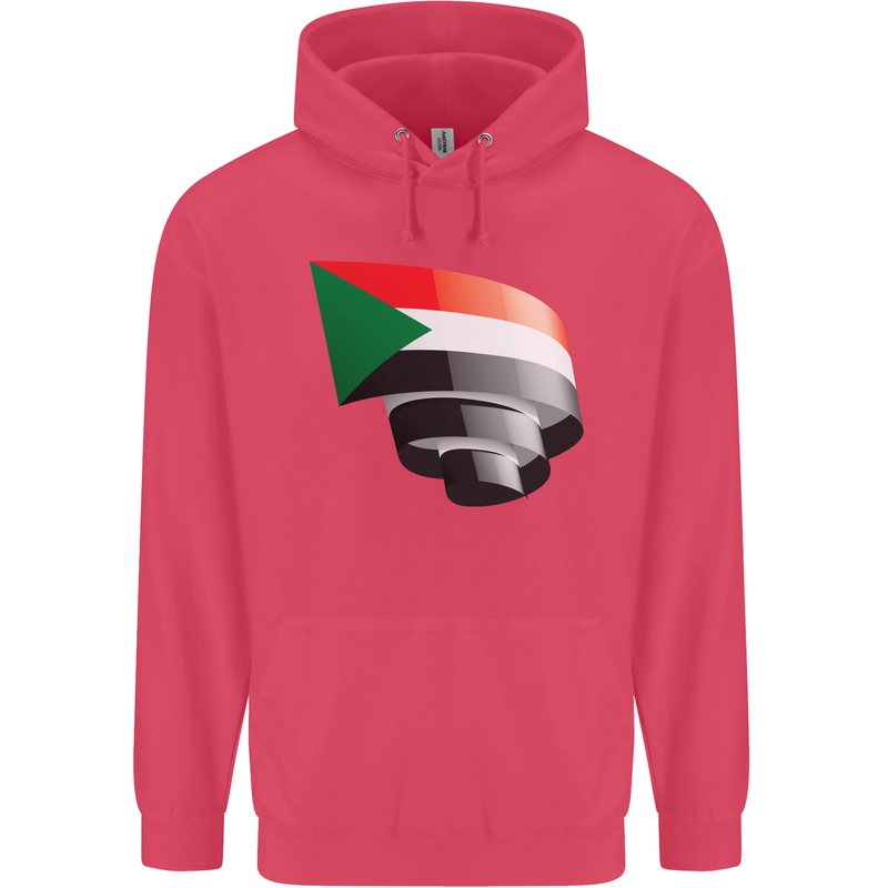 Curled Sudan Flag Sudanese Day Football Childrens Kids Hoodie Heliconia