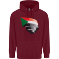 Curled Sudan Flag Sudanese Day Football Childrens Kids Hoodie Maroon