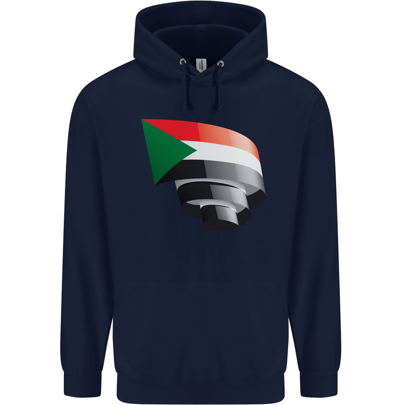 Curled Sudan Flag Sudanese Day Football Childrens Kids Hoodie Navy Blue