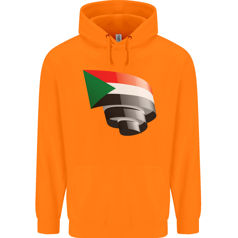Curled Sudan Flag Sudanese Day Football Childrens Kids Hoodie Orange