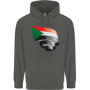 Curled Sudan Flag Sudanese Day Football Childrens Kids Hoodie Storm Grey