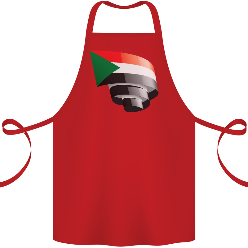 Curled Sudan Flag Sudanese Day Football Cotton Apron 100% Organic Red