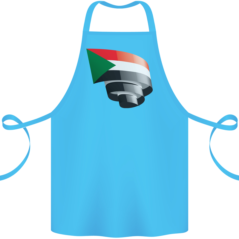 Curled Sudan Flag Sudanese Day Football Cotton Apron 100% Organic Turquoise