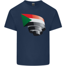 Curled Sudan Flag Sudanese Day Football Kids T-Shirt Childrens Navy Blue
