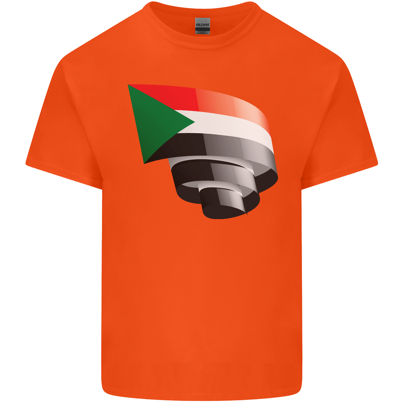 Curled Sudan Flag Sudanese Day Football Kids T-Shirt Childrens Orange
