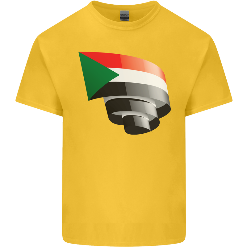 Curled Sudan Flag Sudanese Day Football Kids T-Shirt Childrens Yellow