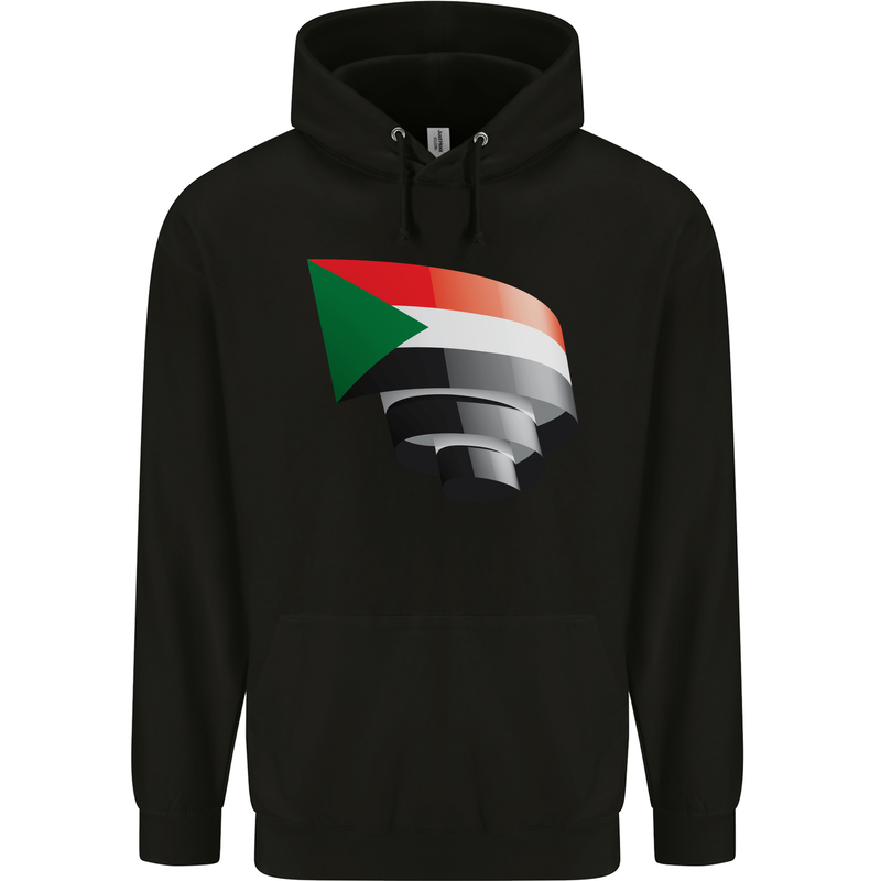 Curled Sudan Flag Sudanese Day Football Mens 80% Cotton Hoodie Black