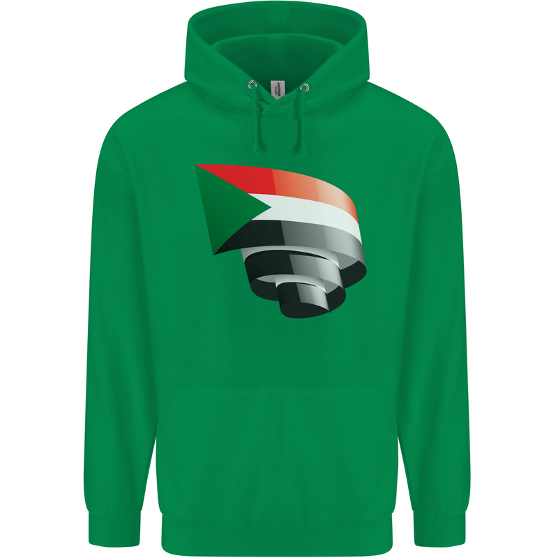 Curled Sudan Flag Sudanese Day Football Mens 80% Cotton Hoodie Irish Green