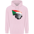 Curled Sudan Flag Sudanese Day Football Mens 80% Cotton Hoodie Light Pink