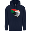 Curled Sudan Flag Sudanese Day Football Mens 80% Cotton Hoodie Navy Blue