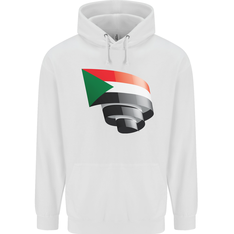 Curled Sudan Flag Sudanese Day Football Mens 80% Cotton Hoodie White