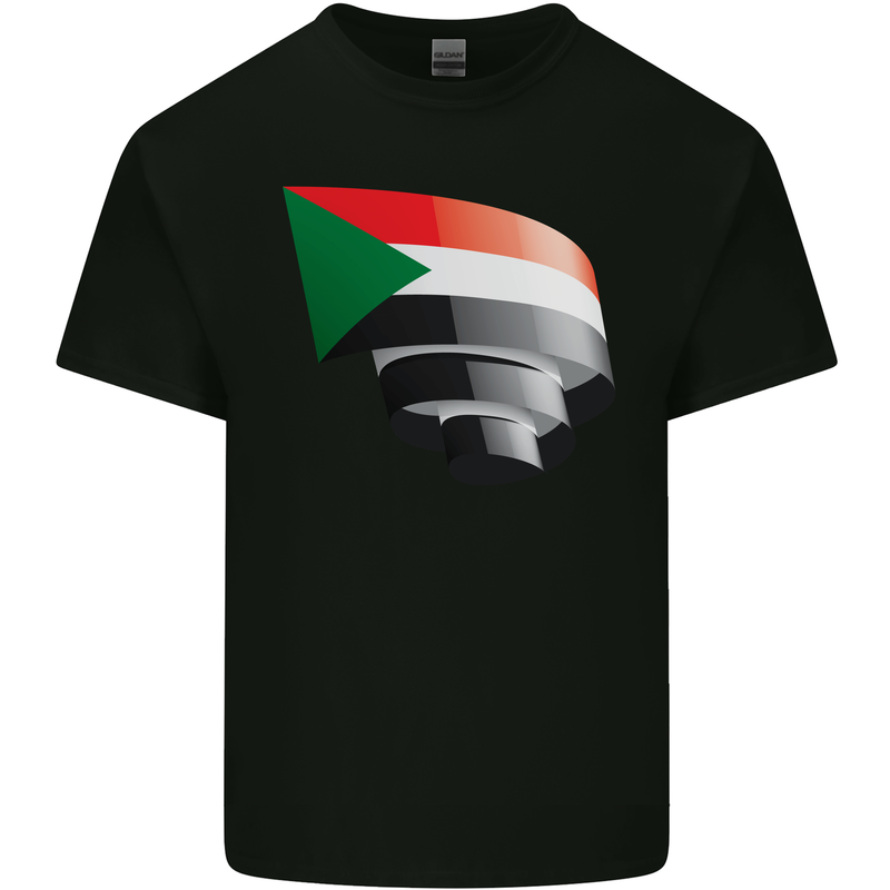 Curled Sudan Flag Sudanese Day Football Mens Cotton T-Shirt Tee Top Black
