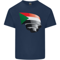 Curled Sudan Flag Sudanese Day Football Mens Cotton T-Shirt Tee Top Navy Blue