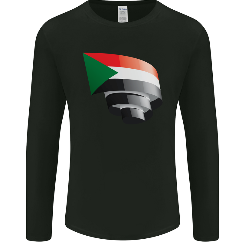 Curled Sudan Flag Sudanese Day Football Mens Long Sleeve T-Shirt Black