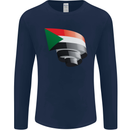 Curled Sudan Flag Sudanese Day Football Mens Long Sleeve T-Shirt Navy Blue