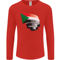Curled Sudan Flag Sudanese Day Football Mens Long Sleeve T-Shirt Red