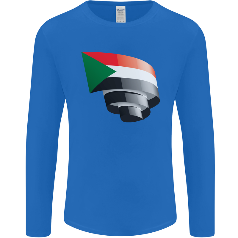 Curled Sudan Flag Sudanese Day Football Mens Long Sleeve T-Shirt Royal Blue