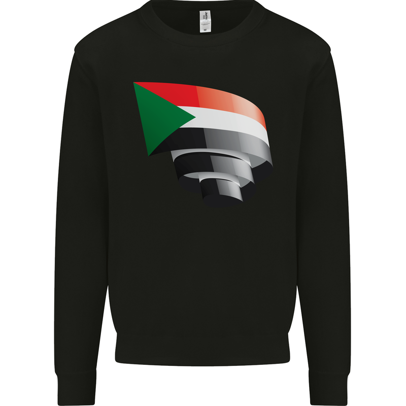 Curled Sudan Flag Sudanese Day Football Mens Sweatshirt Jumper Black