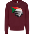 Curled Sudan Flag Sudanese Day Football Mens Sweatshirt Jumper Maroon