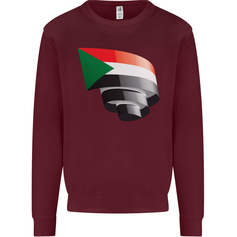 Curled Sudan Flag Sudanese Day Football Mens Sweatshirt Jumper Maroon
