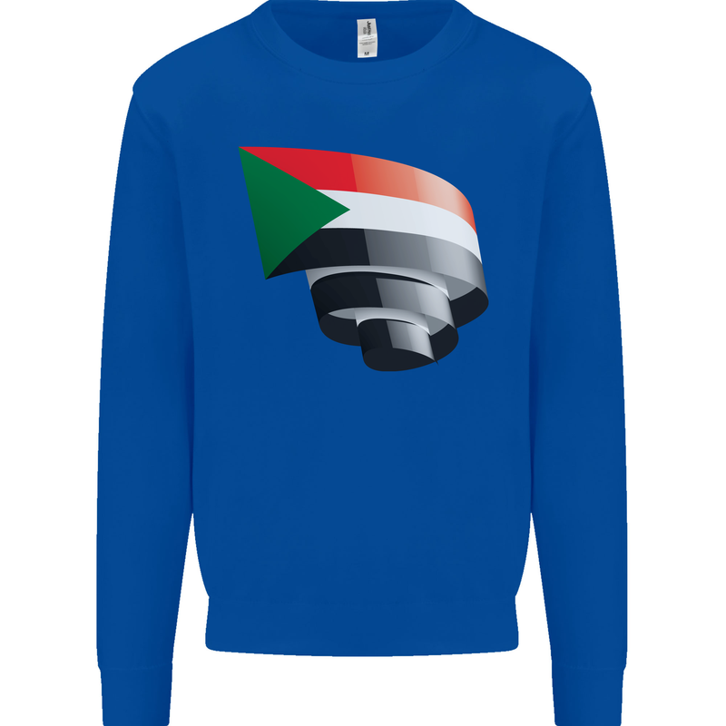 Curled Sudan Flag Sudanese Day Football Mens Sweatshirt Jumper Royal Blue