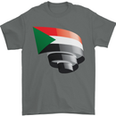Curled Sudan Flag Sudanese Day Football Mens T-Shirt 100% Cotton Charcoal