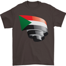 Curled Sudan Flag Sudanese Day Football Mens T-Shirt 100% Cotton Dark Chocolate
