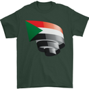 Curled Sudan Flag Sudanese Day Football Mens T-Shirt 100% Cotton Forest Green